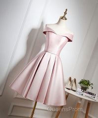 Cute Pink A Line Short Evening Prom Dress, Pink Evening Dress
