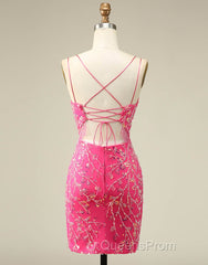 Gorgeous Sparkly Double Spaghetti Straps Tight Homecoming Dress With Fringe