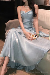 A-Line Gray Prom Dress features spaghetti straps Evening Dresses