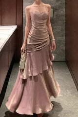 A-Line Pink Prom Dress features spaghetti straps Evening Dresses