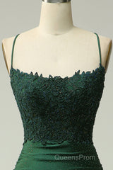 Sparkly Dark Green Beaded Long Evening Prom Dress with Appliques