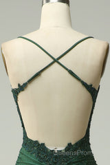 Sparkly Dark Green Beaded Long Evening Prom Dress with Appliques