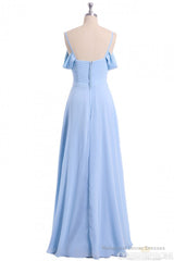 A-line Sky Blue Long Wedding Party Dresses