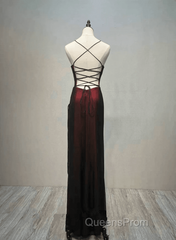 Black and Red Straps Long Simple Party Dress, Black and Red Evening Prom Dress