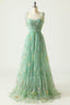 Champagne Lovely Tulle Lace Long Evening Prom Dress, Champagne Evening Dress