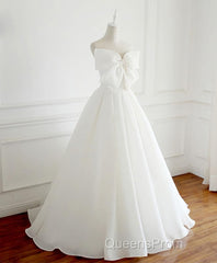 White Sweetheart Long Evening Prom Dress, White Formal Dress