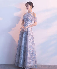 Gray Lace Long Prom Dress Gray Lace Bridesmaid Dress