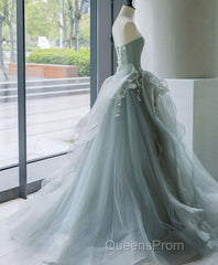 Unique Tulle Lace Long Evening Prom Gown Tulle Lace Evening Dress