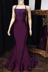 Grape Mermaid Halter Satin 2025 Lace Prom Dresses