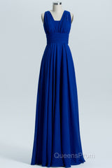 Royal Blue A-line Chiffon Long Convertible Bridesmaid Dress