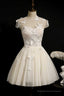 Ivory Sweetheart Cap Sleeve Short Party Dress with Butterflies