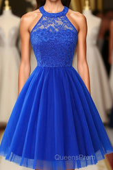 Halter Royal Blue Lace Dress