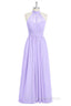 Lavender Chiffon Halter Long Bridesmaid Dress