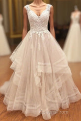 A Line Brush Train Sweetheart Sleeveless Ruffles Appliques Wedding Dress