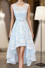 Light Blue Lace High Low Evening Prom Dress, Homecoming Dress