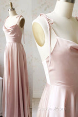 Simple Satin Long Evening Prom Dress, A-Line Evening Party Dress