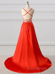 A-Line Evening Prom Dress Side Split Evening Dress