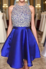 Elegant Halter Short Royal Blue Homecoming Dress