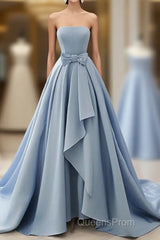 A-Line Strapless Sleek Satin Elegant Party Evening Prom Formal Evening Dress