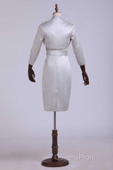 Two Piece Grey High Collar Short Mother of the Bride Dress