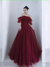 Ball Gown Burgundy Off The Shoulder Prom Dresses Evening Dress