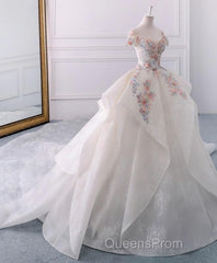 White Sweetheart Off Shoulder Lace Long Evening Prom Dress, White Evening Dress