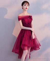 Burgundy Tulle Short Prom Dress Burgundy Homecoming Dress