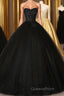 Black Sweetheart Neck Tulle Long Evening Prom Dress, Black Evening Dress