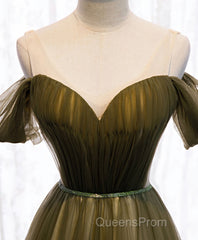 Simple Sweetheart Tulle Off Shoulder Long Evening Prom Dress, Tulle Formal Dress