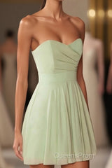 Sage Green Chiffon Strapless A-Line Short Dress