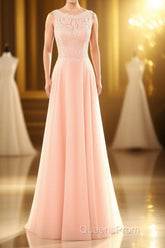 Pearl Pink Backless A-Line Long Bridesmaid Dress