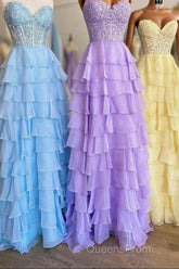 Lavender Illusion Halter Flower Appliques Multi-Layers Long Evening Prom Dress