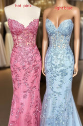 Sweetheart Mermaid Long Evening Prom Dress with Lace Appliques