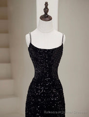 Black Mermaid Sequin Long Prom Dress, Black Formal Dress