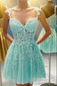 Mint Green Appliques Sweetheart A-Line Homecoming Dress