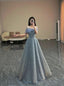 Luxurious Off The Shoulder A-line Evening Dress, Birthday Party Gown