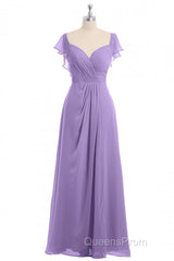 Lavender Sweetheart Ruffled A-Line Long Bridesmaid Dress