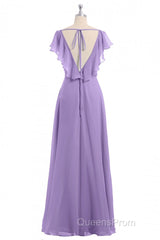 Lavender Sweetheart Ruffled A-Line Long Bridesmaid Dress