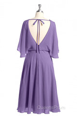 Royal Blue Long Sleeve Blouson-Style Bridesmaid Dress