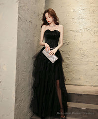 Black Tulle Long Prom Dress, Black Tulle Formal Dress, 1