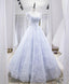 Light Blue Tulle Lace Long Prom Dress, Blue Evening Dress