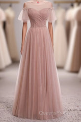 Elegant Blush Pink Tulle Bridesmaid Dress