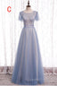 Elegant A-Line Dusty Blue Bridesmaid Dress