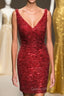 Tight Wine Red Sequins Short Homecoming Dress