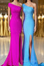 One Shoulder Mermaid Slit Long Formal Dress