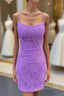 Lilac Lace Tight Mini Party Dress