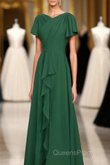 Hunter Green Chiffon Ruffled Long Bridesmaid Dress