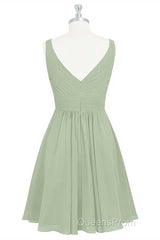 Sage Green Chiffon A-Line Short Bridesmaid Dress