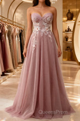 A-Line Sweetheart Neckline Long Evening Prom Dress With Appliques