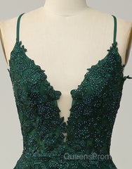 A-Line Tulle Spaghetti Straps Appliques Long Evening Prom Dress with Alit